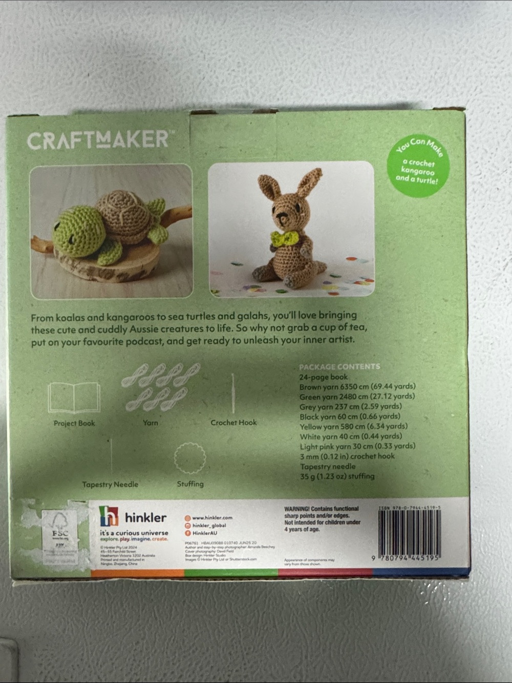 Classic Crochet Kit - Pink, Gray, Green Animals - Picture 2 of 2